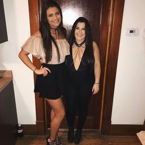 Beige off-the-shoulder ruffle bodysuit